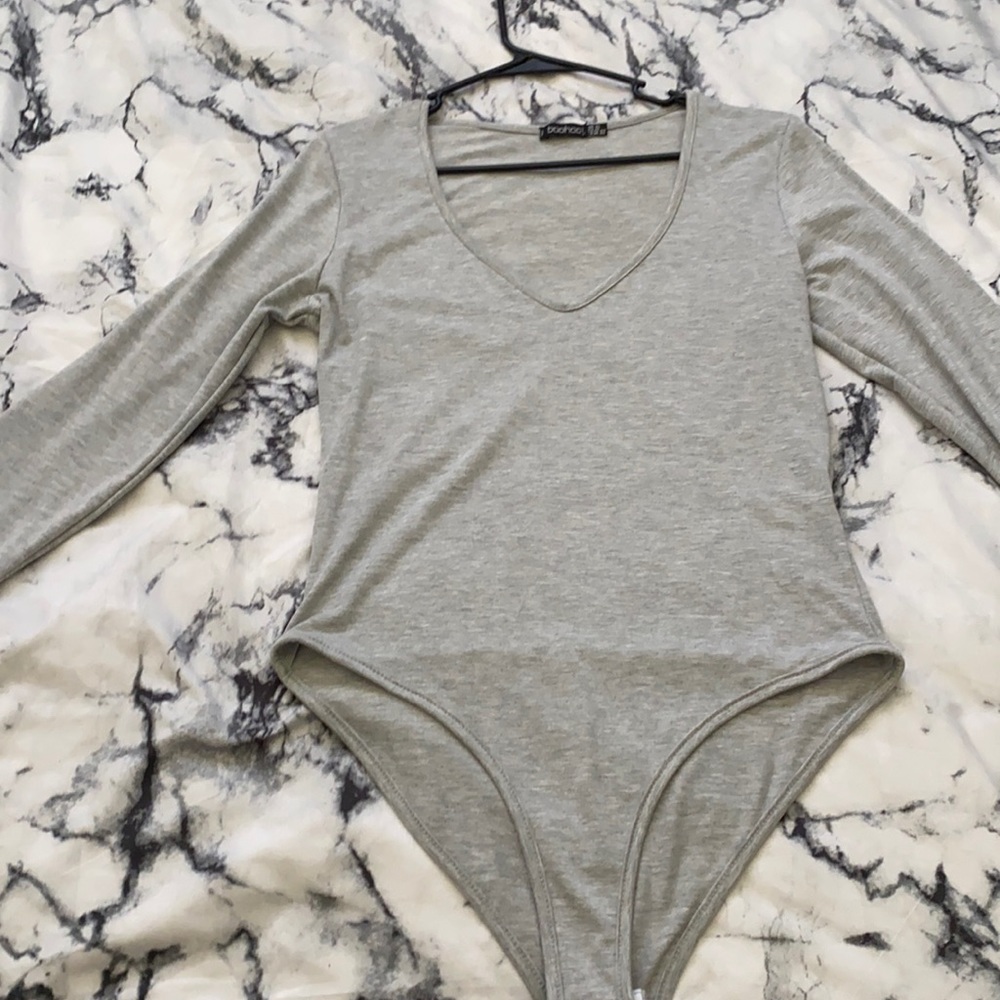 Grey body suit